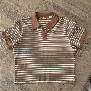 Levi's Tan and White Striped Crop Top